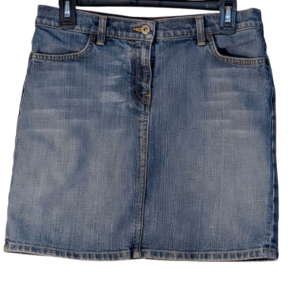 J. Crew Blue Denim Mini Skirt Skater Grunge Casual